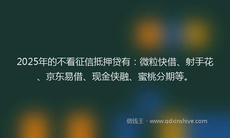 2025年的不看征信抵押贷有：微粒快借、射手花、京东易借、现金侠融、蜜桃分期等。