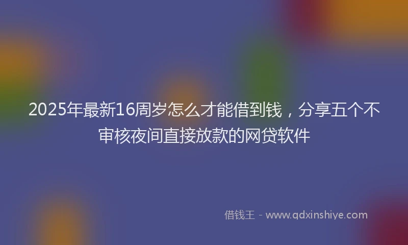 2025年最新16周岁怎么才能借到钱，分享五个不审核夜间直接放款的网贷软件