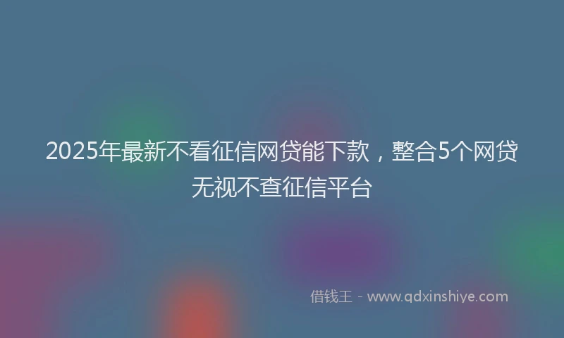 2025年最新不看征信网贷能下款，整合5个网贷无视不查征信平台