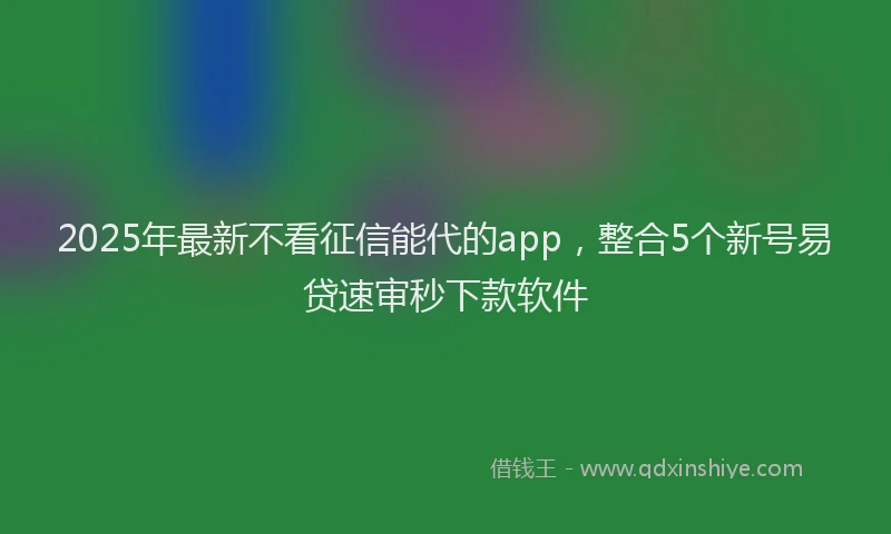 2025年最新不看征信能代的app，整合5个新号易贷速审秒下款软件