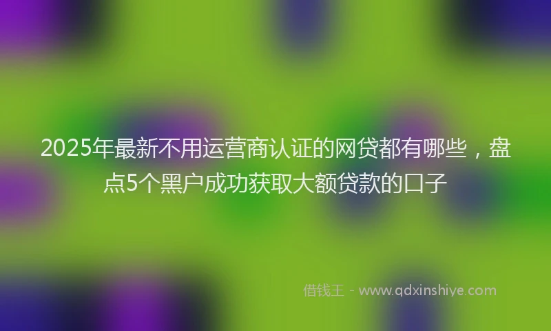 2025年最新不用运营商认证的网贷都有哪些，盘点5个黑户成功获取大额贷款的口子