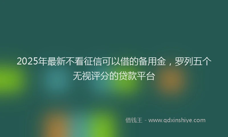 2025年最新不看征信可以借的备用金，罗列五个无视评分的贷款平台