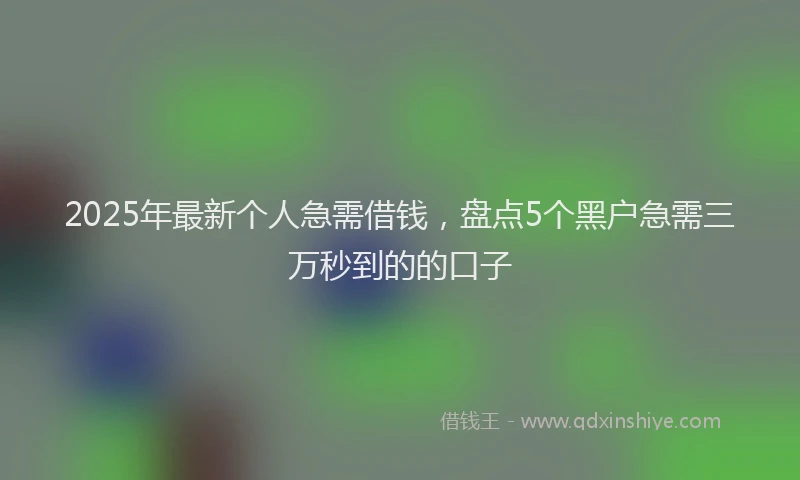 2025年最新个人急需借钱，盘点5个黑户急需三万秒到的的口子