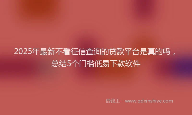 2025年最新不看征信查询的贷款平台是真的吗，总结5个门槛低易下款软件