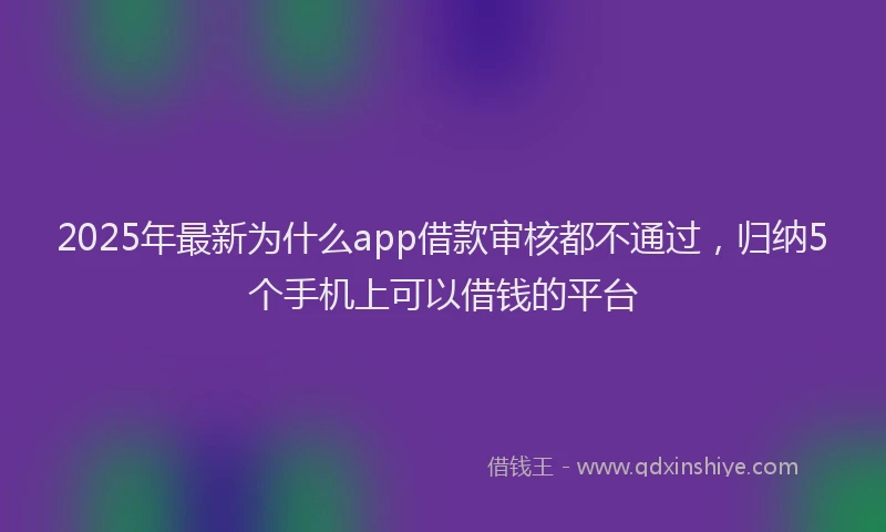 2025年最新为什么app借款审核都不通过，归纳5个手机上可以借钱的平台
