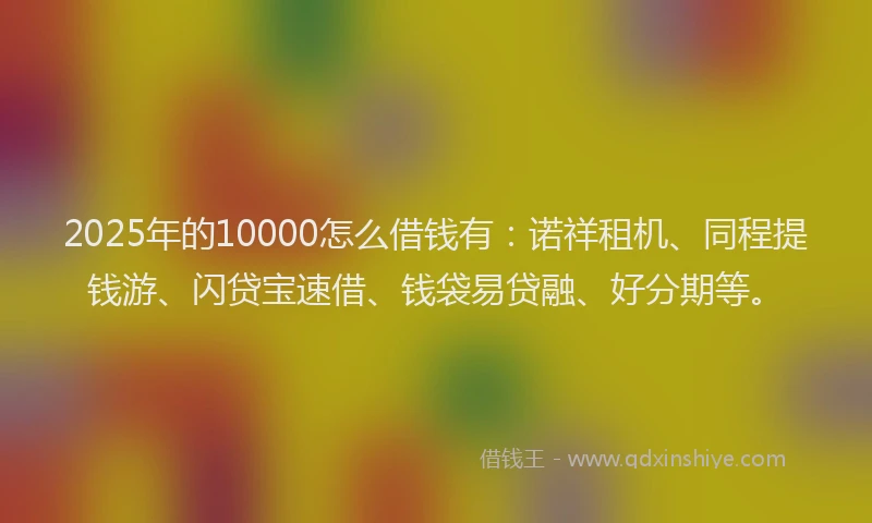 2025年的10000怎么借钱有：诺祥租机、同程提钱游、闪贷宝速借、钱袋易贷融、好分期等。