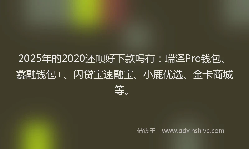 2025年的2020还呗好下款吗有：瑞泽Pro钱包、鑫融钱包+、闪贷宝速融宝、小鹿优选、金卡商城等。