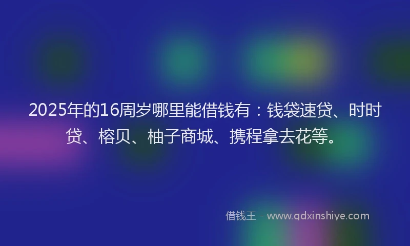 2025年的16周岁哪里能借钱有：钱袋速贷、时时贷、榕贝、柚子商城、携程拿去花等。