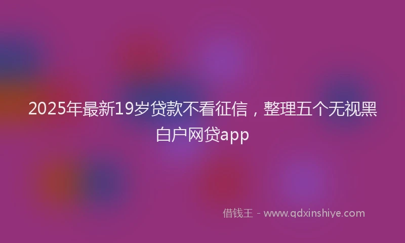 2025年最新19岁贷款不看征信，整理五个无视黑白户网贷app