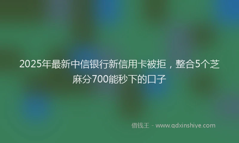 2025年最新中信银行新信用卡被拒，整合5个芝麻分700能秒下的口子