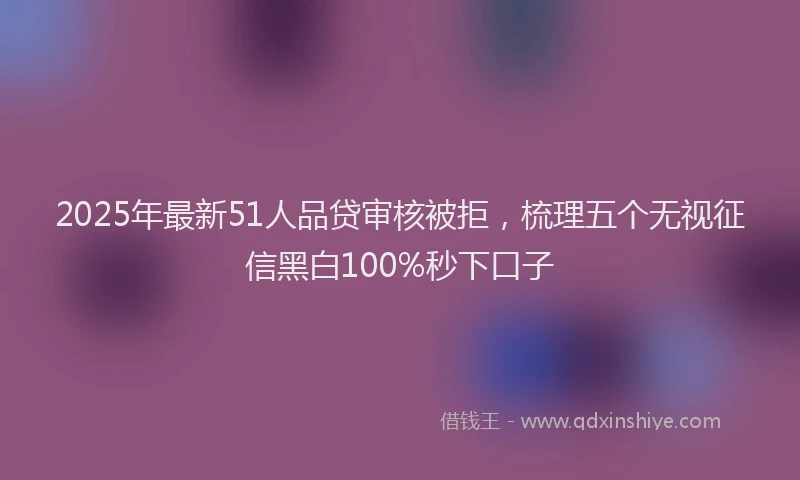 2025年最新51人品贷审核被拒，梳理五个无视征信黑白100%秒下口子