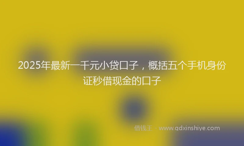 2025年最新一千元小贷口子，概括五个手机身份证秒借现金的口子