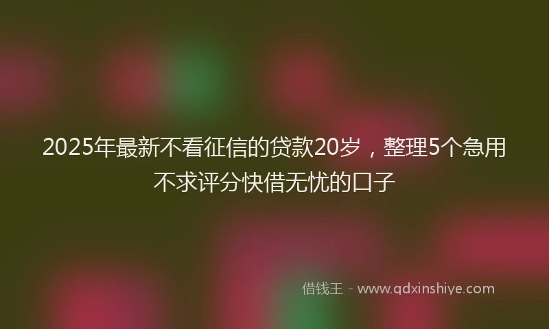 2025年最新不看征信的贷款20岁，整理5个急用不求评分快借无忧的口子