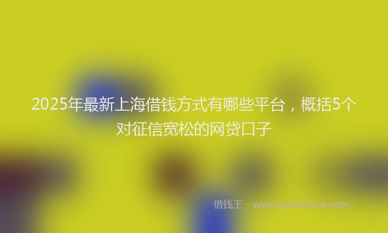2025年最新上海借钱方式有哪些平台，概括5个对征信宽松的网贷口子