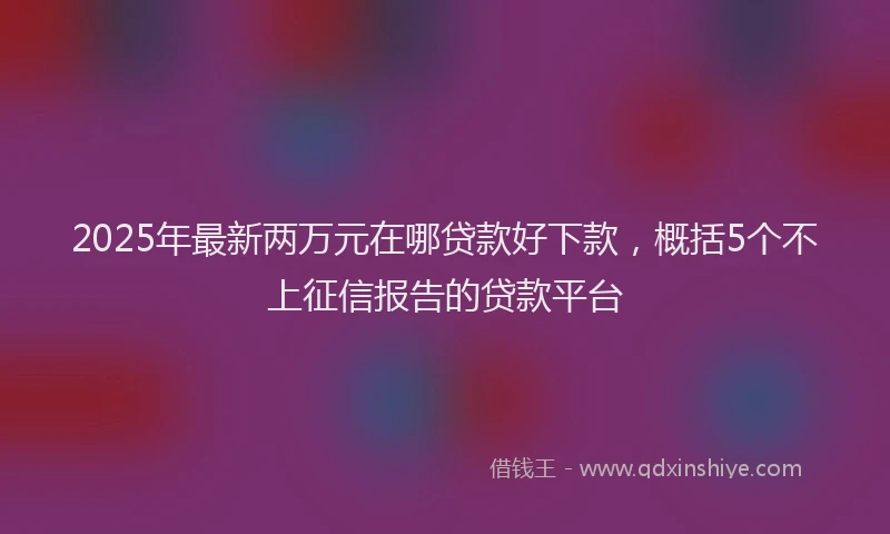 2025年最新两万元在哪贷款好下款，概括5个不上征信报告的贷款平台