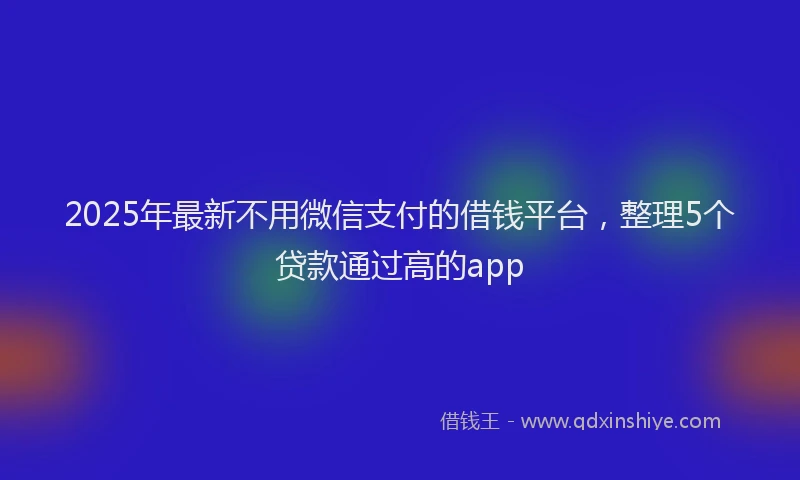 2025年最新不用微信支付的借钱平台，整理5个贷款通过高的app
