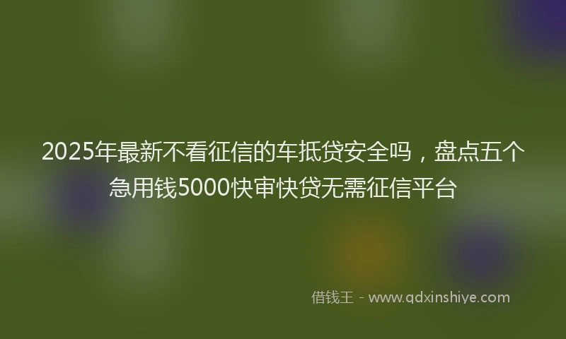 2025年最新不看征信的车抵贷安全吗，盘点五个急用钱5000快审快贷无需征信平台