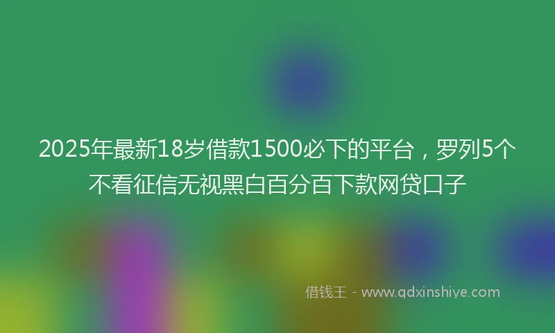 2025年最新18岁借款1500必下的平台，罗列5个不看征信无视黑白百分百下款网贷口子