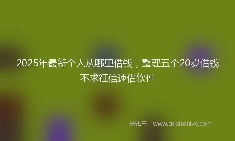 2025年最新个人从哪里借钱，整理五个20岁借钱不求征信速借软件