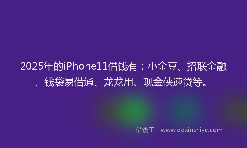 2025年的iPhone11借钱有：小金豆、招联金融、钱袋易借通、龙龙用、现金侠速贷等。