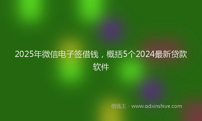 2025年微信电子签借钱，概括5个2024最新贷款软件