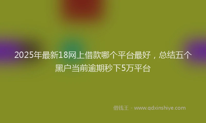 2025年最新18网上借款哪个平台最好，总结五个黑户当前逾期秒下5万平台