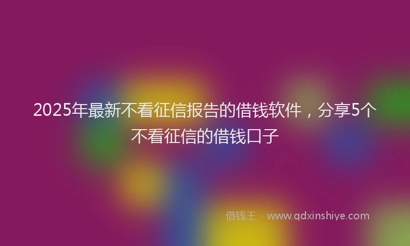 2025年最新不看征信报告的借钱软件，分享5个不看征信的借钱口子