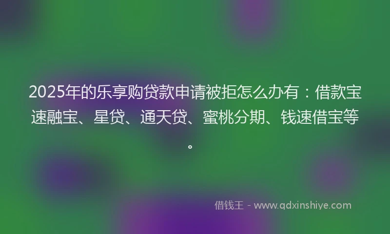 2025年的乐享购贷款申请被拒怎么办有：借款宝速融宝、星贷、通天贷、蜜桃分期、钱速借宝等。