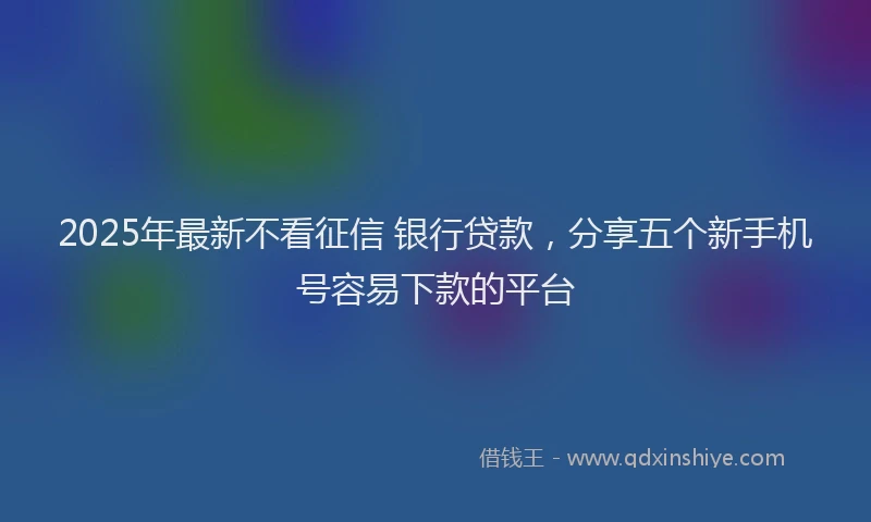 2025年最新不看征信 银行贷款，分享五个新手机号容易下款的平台