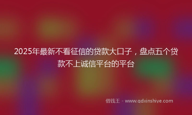 2025年最新不看征信的贷款大口子，盘点五个贷款不上诚信平台的平台