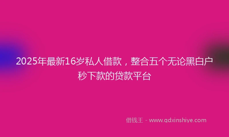 2025年最新16岁私人借款，整合五个无论黑白户秒下款的贷款平台