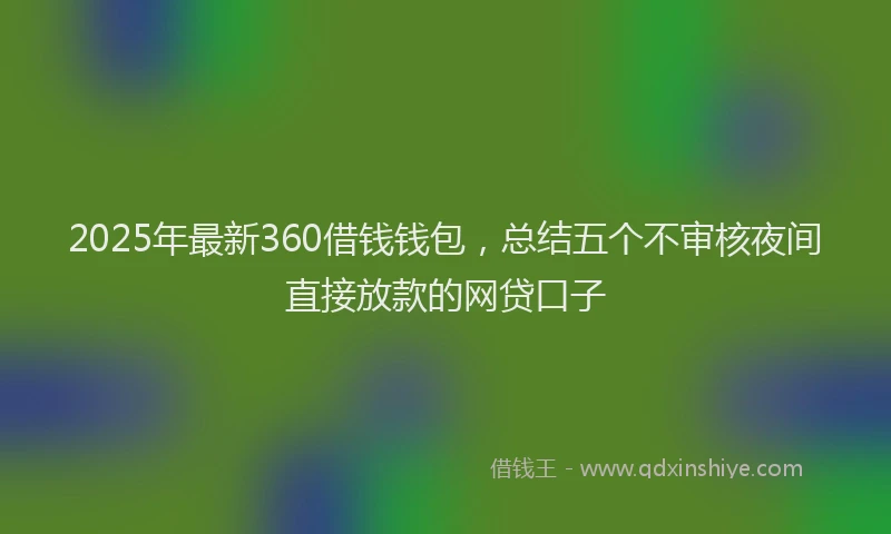 2025年最新360借钱钱包，总结五个不审核夜间直接放款的网贷口子