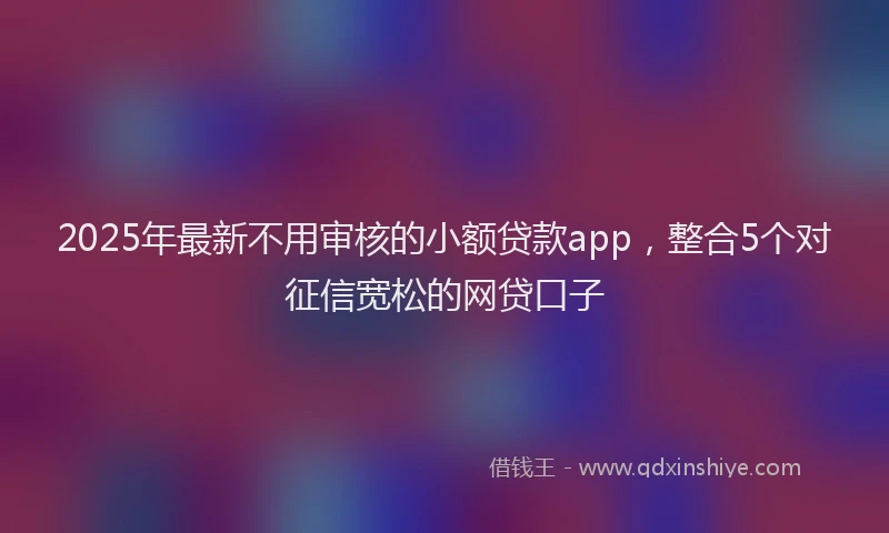 2025年最新不用审核的小额贷款app，整合5个对征信宽松的网贷口子