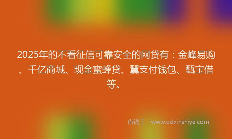 2025年的不看征信可靠安全的网贷有：金峰易购、千亿商城、现金蜜蜂贷、翼支付钱包、甄宝借等。
