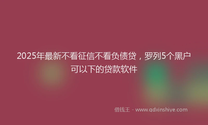 2025年最新不看征信不看负债贷，罗列5个黑户可以下的贷款软件