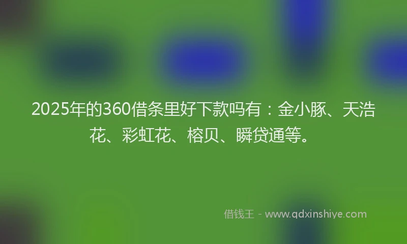 2025年的360借条里好下款吗有：金小豚、天浩花、彩虹花、榕贝、瞬贷通等。