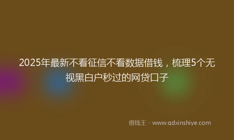 2025年最新不看征信不看数据借钱，梳理5个无视黑白户秒过的网贷口子