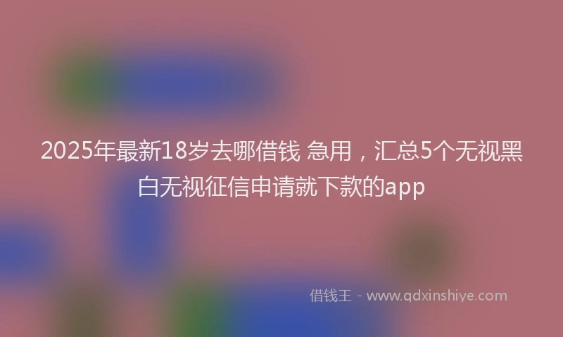 2025年最新18岁去哪借钱 急用，汇总5个无视黑白无视征信申请就下款的app