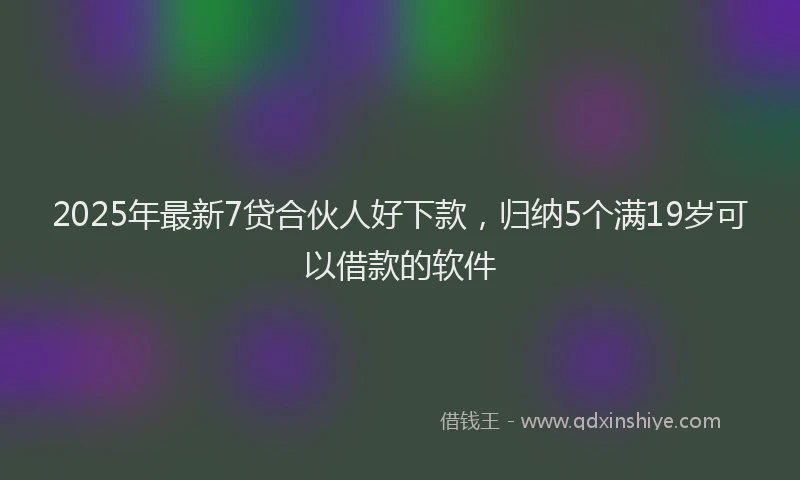 2025年最新7贷合伙人好下款，归纳5个满19岁可以借款的软件