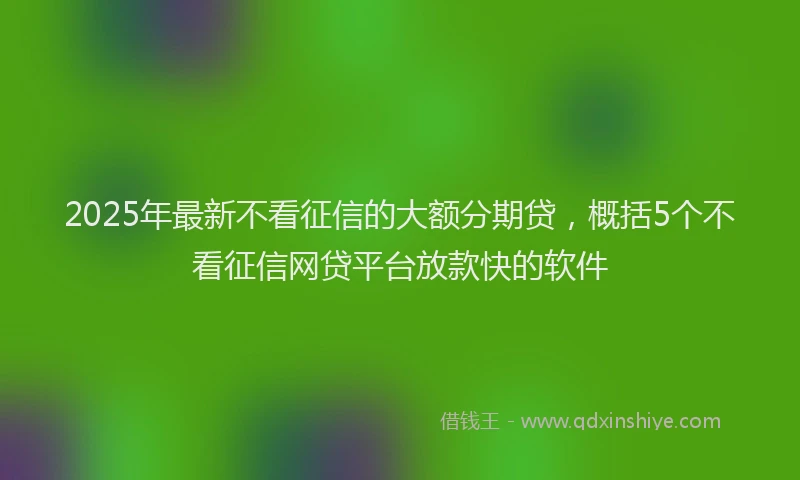 2025年最新不看征信的大额分期贷，概括5个不看征信网贷平台放款快的软件