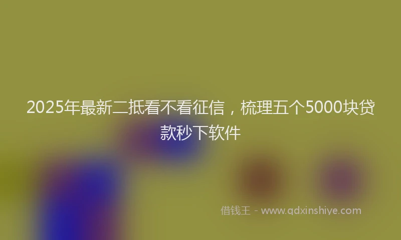 2025年最新二抵看不看征信，梳理五个5000块贷款秒下软件