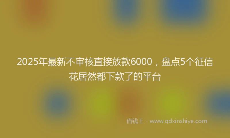 2025年最新不审核直接放款6000，盘点5个征信花居然都下款了的平台
