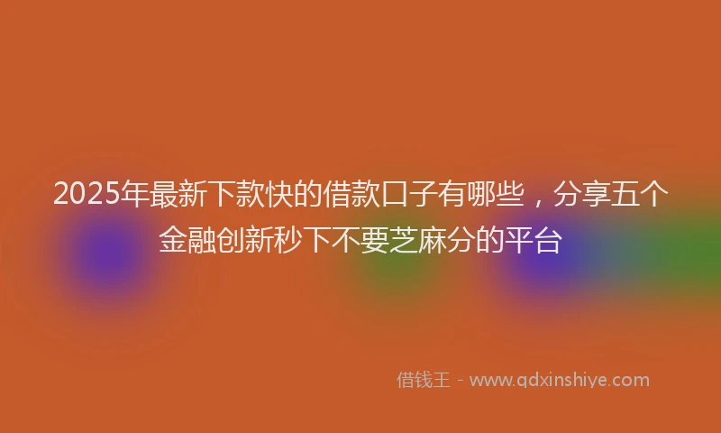 2025年最新下款快的借款口子有哪些，分享五个金融创新秒下不要芝麻分的平台