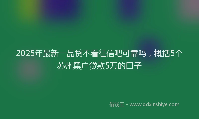 2025年最新一品贷不看征信吧可靠吗，概括5个苏州黑户贷款5万的口子