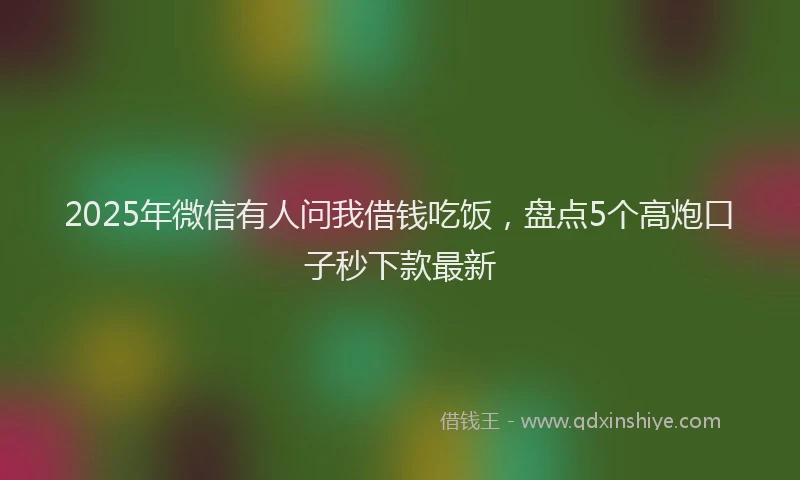 2025年微信有人问我借钱吃饭，盘点5个高炮口子秒下款最新