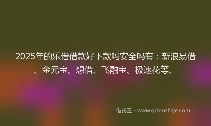 2025年的乐借借款好下款吗安全吗有：新浪易借、金元宝、想借、飞融宝、极速花等。