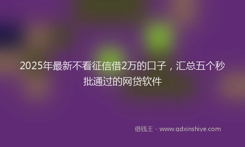 2025年最新不看征信借2万的口子，汇总五个秒批通过的网贷软件