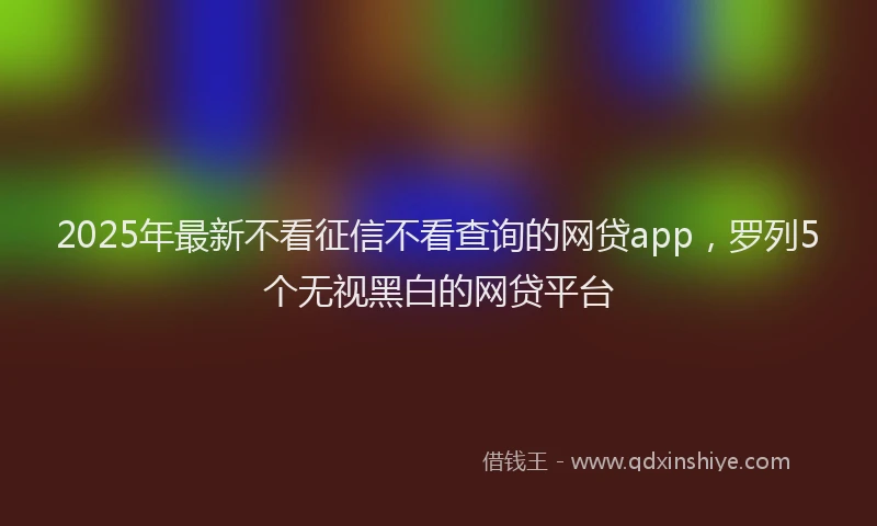 2025年最新不看征信不看查询的网贷app，罗列5个无视黑白的网贷平台