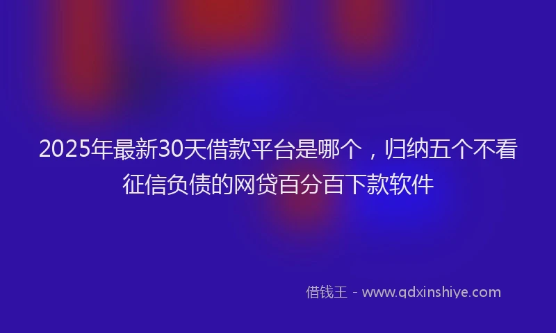 2025年最新30天借款平台是哪个，归纳五个不看征信负债的网贷百分百下款软件
