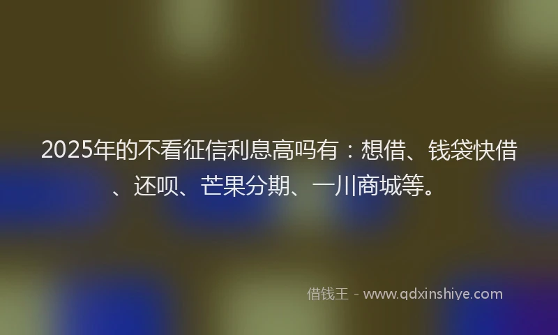 2025年的不看征信利息高吗有：想借、钱袋快借、还呗、芒果分期、一川商城等。